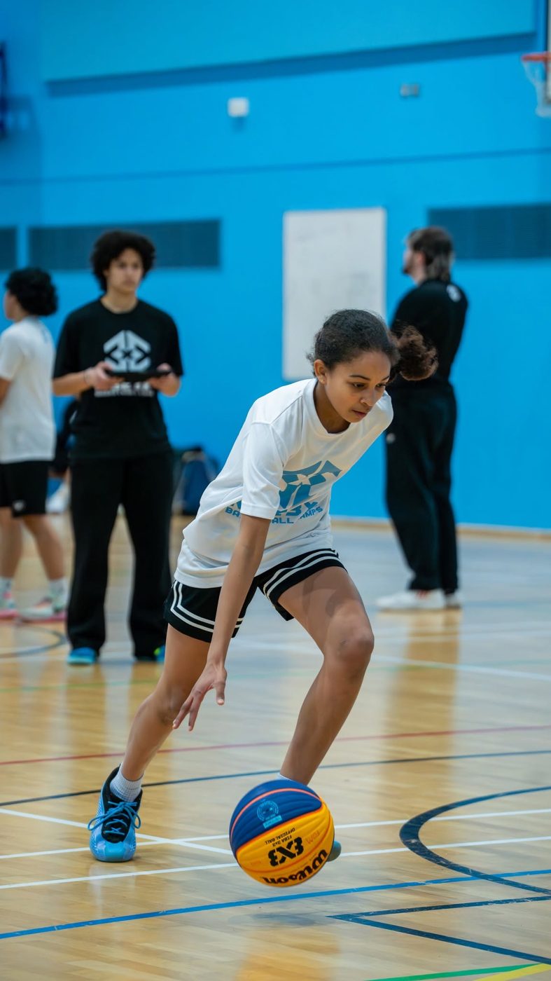 Girl attacking off the dribble